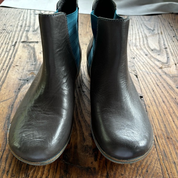 Size 7 Eu 38 Kork Ease Grey and Teal leather Ankle Boots Flats - Picture 5 of 10